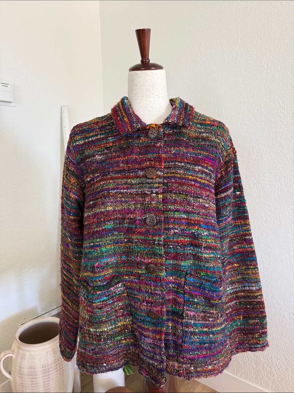 The Territory Ahead Multicolor Silk Knit Button-Up Jacket